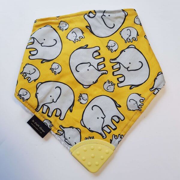 Yellow Elephant teething bib