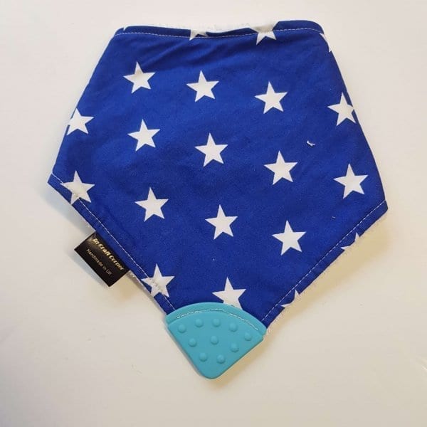 blue stars teething bib