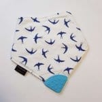 Birds on white teething bib
