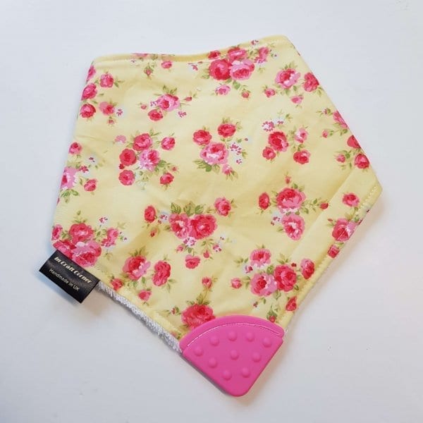 Yellow Floral teething bib