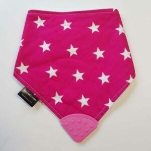 pink stars teething bib