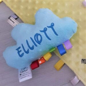 Pale Blue Cuddle Cloud Baby Tag Toy