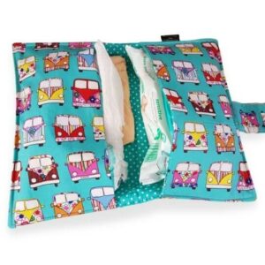 Mint Campervan Nappy Wallet Inside