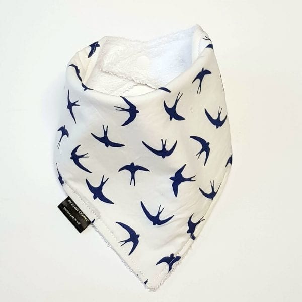 Birds On White Dribble Bib