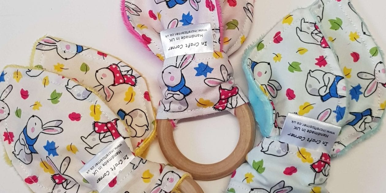 Bright Bunny Rabbits Teething Ring