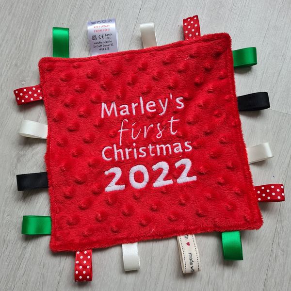 Personalised first Christmas Tag Blanket