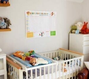 Baby's first calendar on the wall