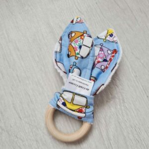 blue campervan teething ring