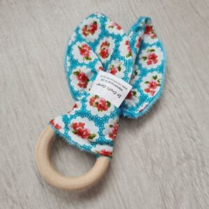 turquoise flowers teething ring