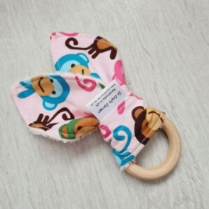 pink monkeys teething ring