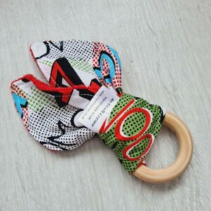 Superhero words teething ring