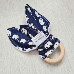 navy elephant teething ring