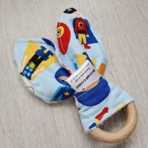 blue superkids teething ring