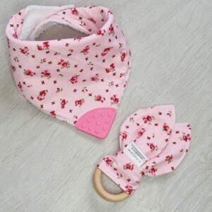 pink floral teething bundle