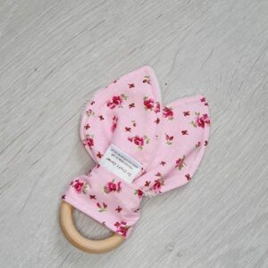 pink floral teething ring