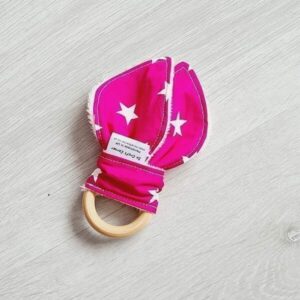 pink stars teething ring