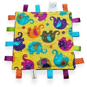 Green Elephant Romp Tag Blanket