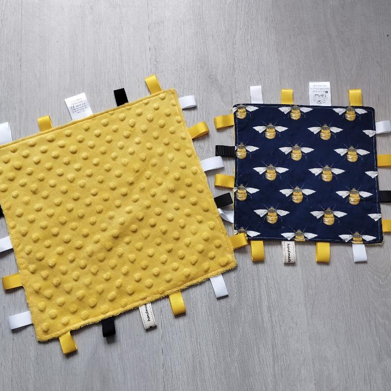 Regular and Large Navy Bee Tag Blankets