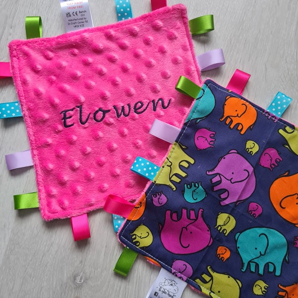 Personalised-Colourful-Elephants-Tag-Blanket