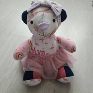 Mini memory bear with tutu and headband