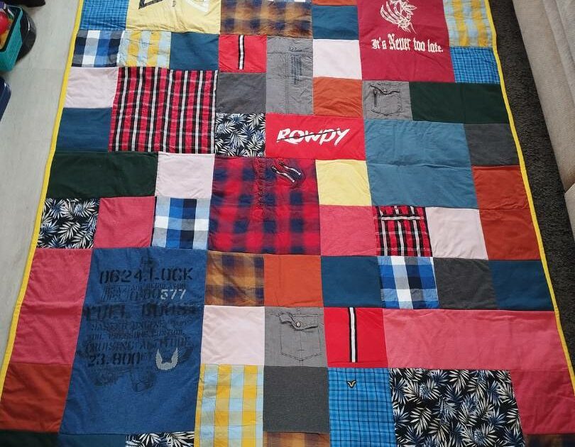 Bereavement Blanket made from loved ones clothes.